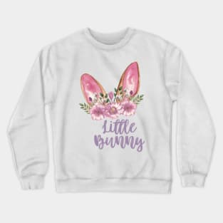 Little Bunny - Easter Bunny Ears with Purple Flowers Crewneck Sweatshirt